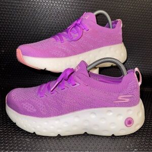 Skechers Max Cushioned Hyper Craze Purple Knit Running Walking Shoes Womens 8
